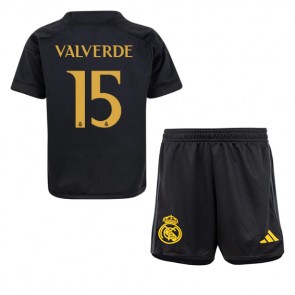 Real Madrid Federico Valverde #15 Replika Babytøj Tredje sæt Børn 2023-24 Kortærmet (+ Korte bukser)